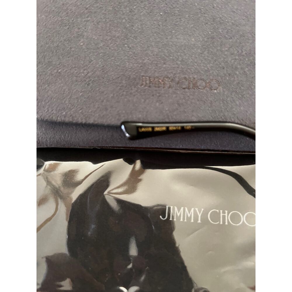JIMMY CHOO EYEWEAR Crystal-Embellished Square Gold Frame Sunglasses NEW - Picture 8 of 10